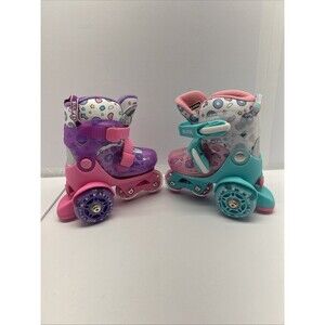 SULIFEEL Rainbow Hearts Adjustable Size XS 9-10 EU 25-28 Girl Roller Skates New